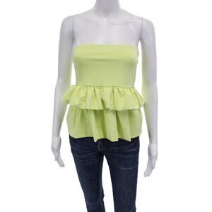 Susana Monaco Women's Ruffle Tiered Tube Top Blouse Lime Green Size M